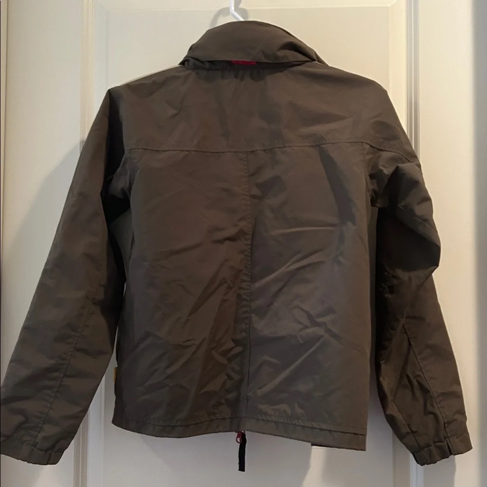 Palty ZipUp Nylon mesh lined Jacket hidden hood pockets vented armpit kid size S